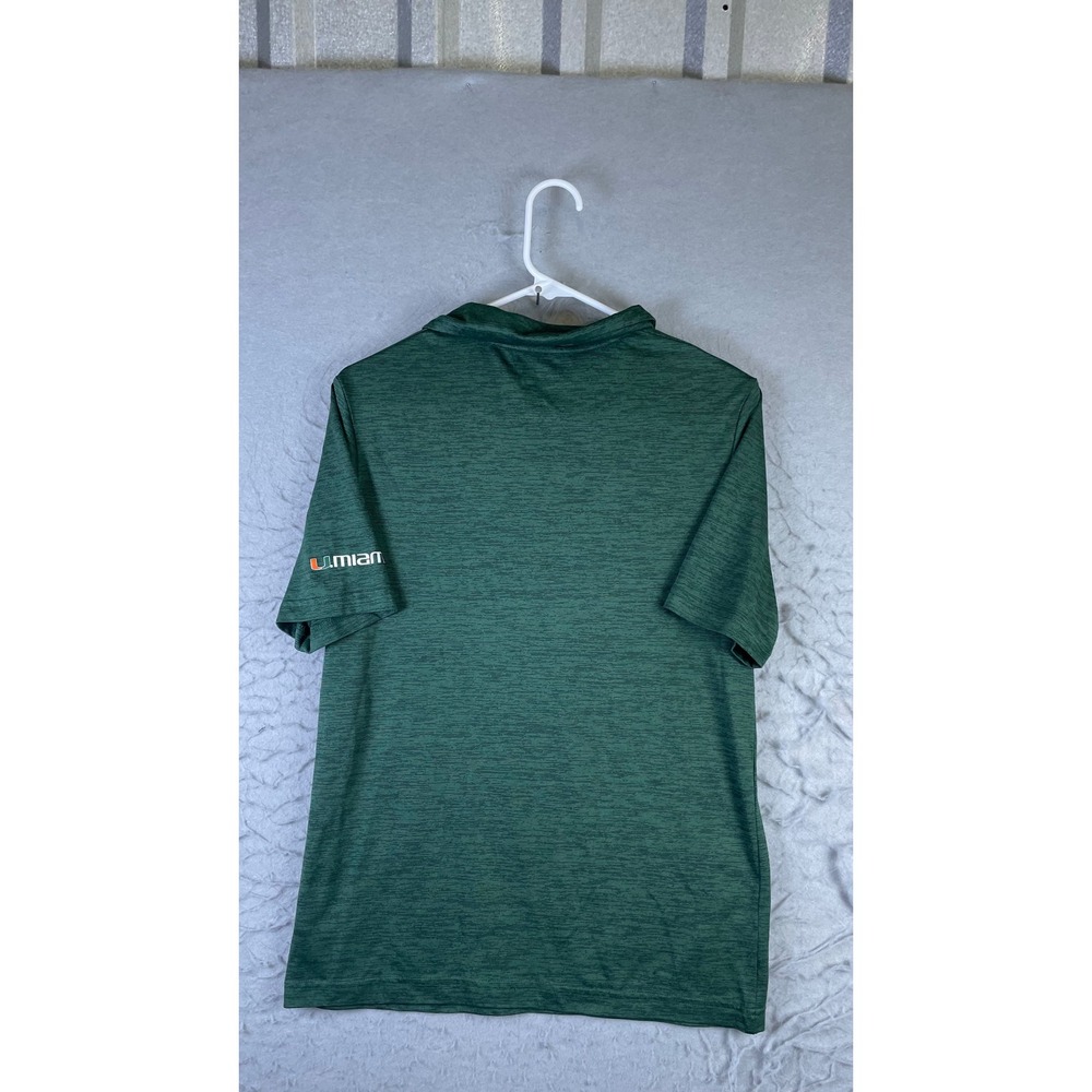 Fanatics Polo Shirt Mens Small Green Excellent Miami Hurricanes Heathered Logo - Picture 3 of 8